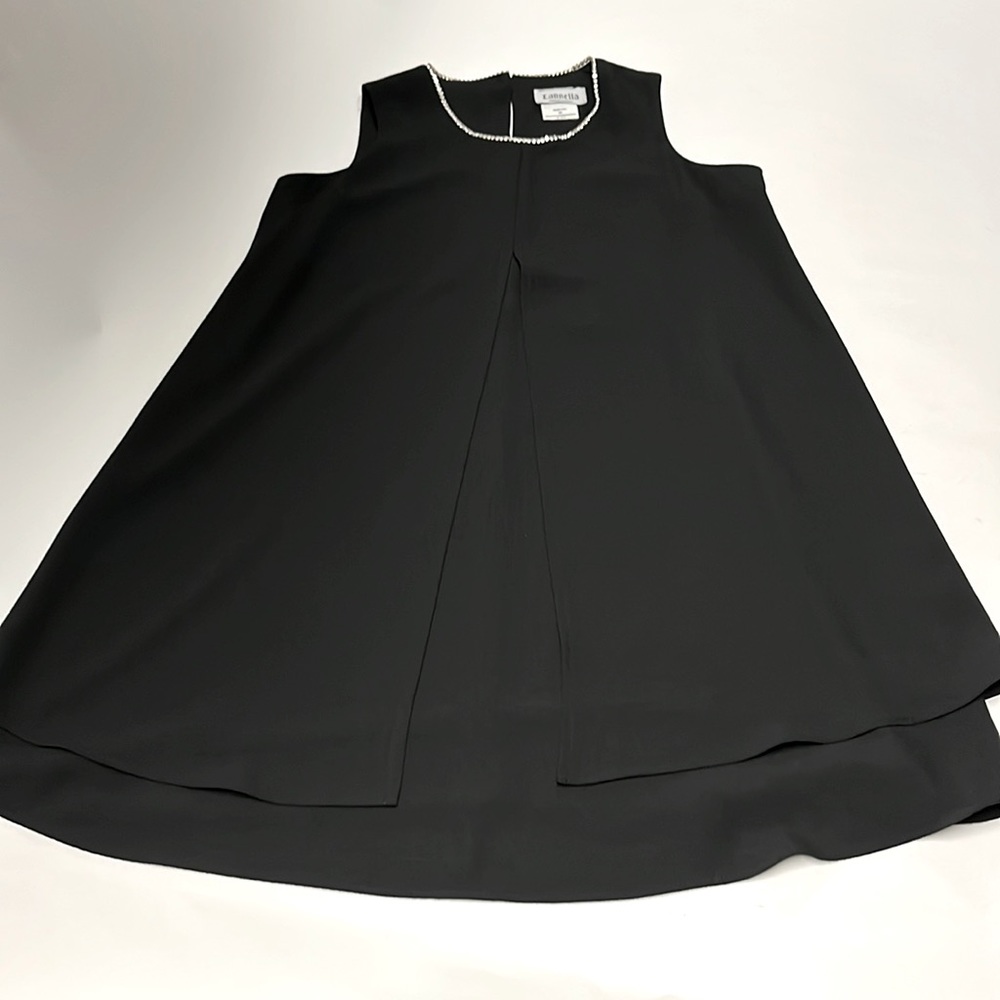 Ianella vintage black dress with classic rhinestone neckline